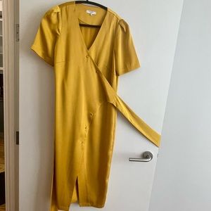 Marigold Satin Tie Dress